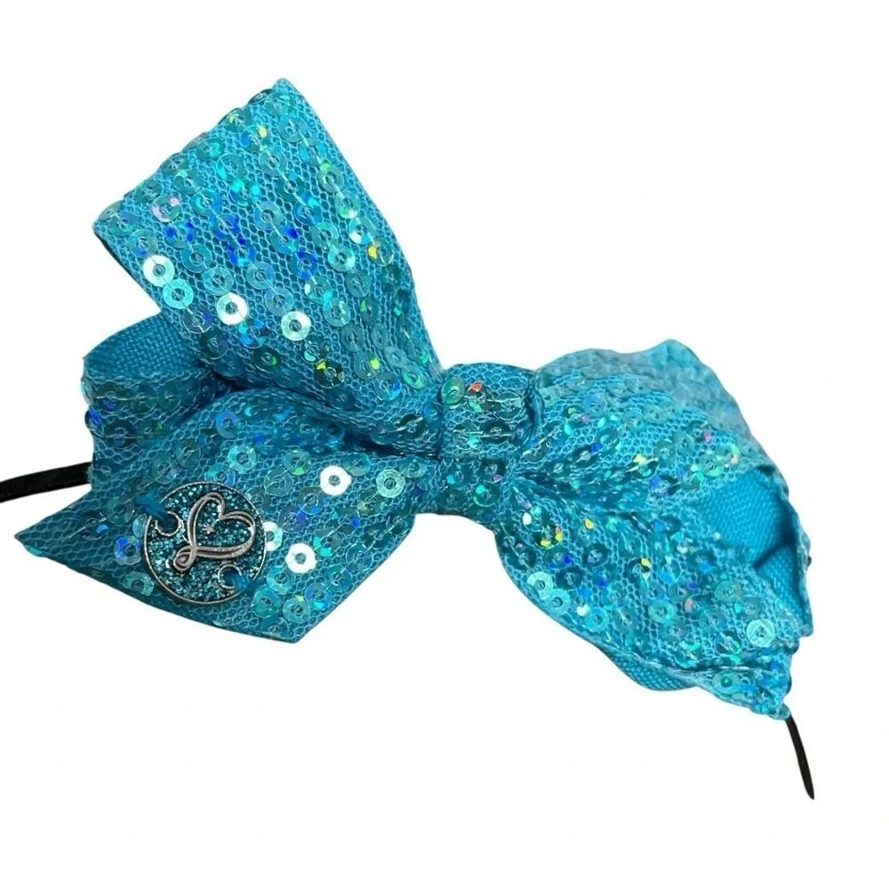 4/$25 JoJo Siwa Blue Sparkle Sequin Double Bow Headband